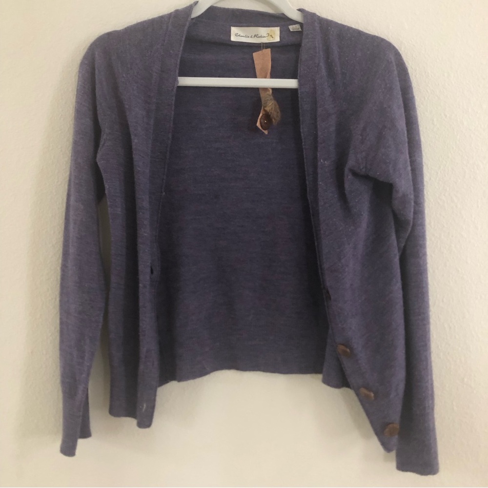NWOT Anthropologie $139 Charlie & Robin Gorgeous Blue Boho Cardigan Sz XS